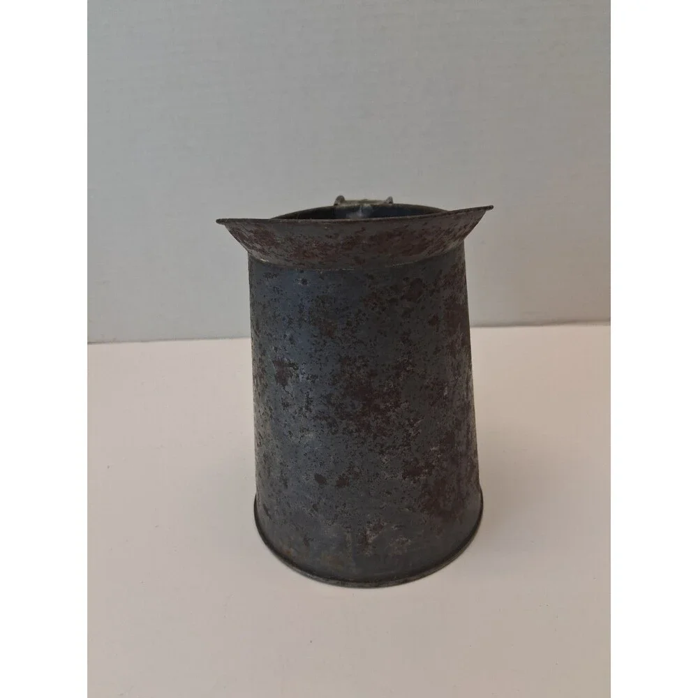VTG CANCO Galvanized Steel Milk Cream Pitcher 30 oz Farmhouse Primitive Jug 1920
